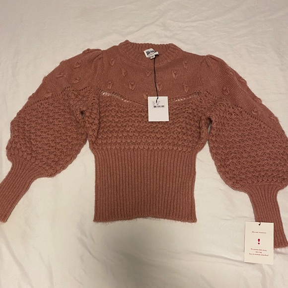 NWT Rouje open knit mohair blend pink Sylvie sweater size 34 - Picture 2 of 4